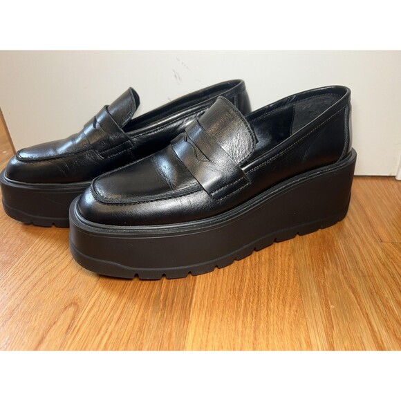 Free People Platform Loafer Shoes Womens EU Size 39 US 8.5 Black Chunky Lug Sole - Picture 3 of 11
